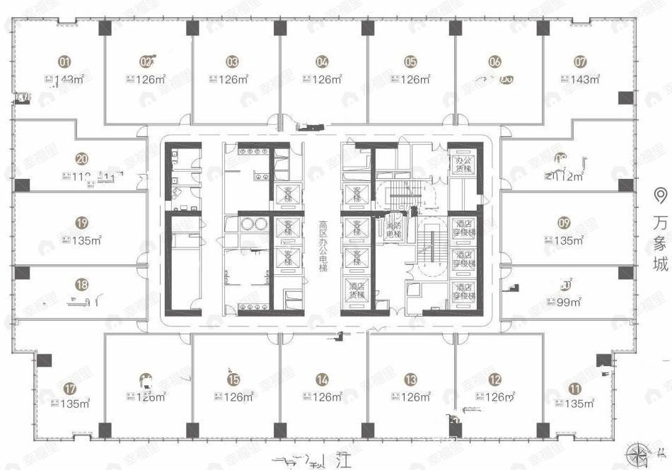 1室1厅建面99平户型图