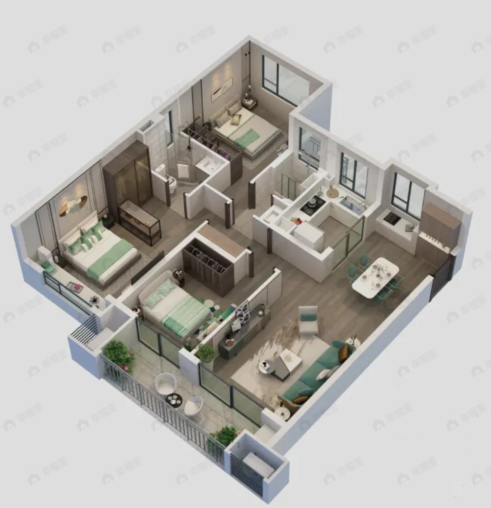 华发未来城3室2厅2卫户型图