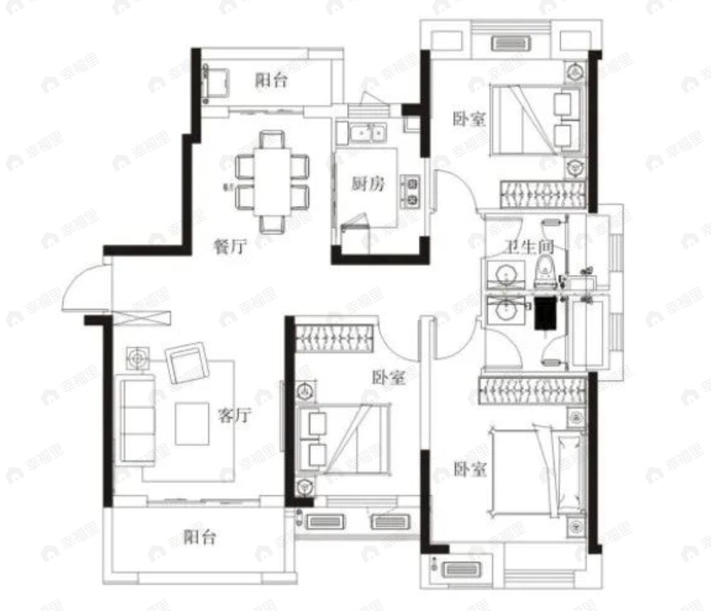 兰江公园里3室2厅2卫户型图