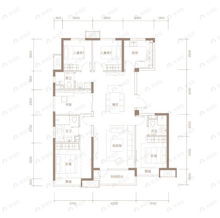 富力首开金禧璞瑅5室2厅3卫户型图