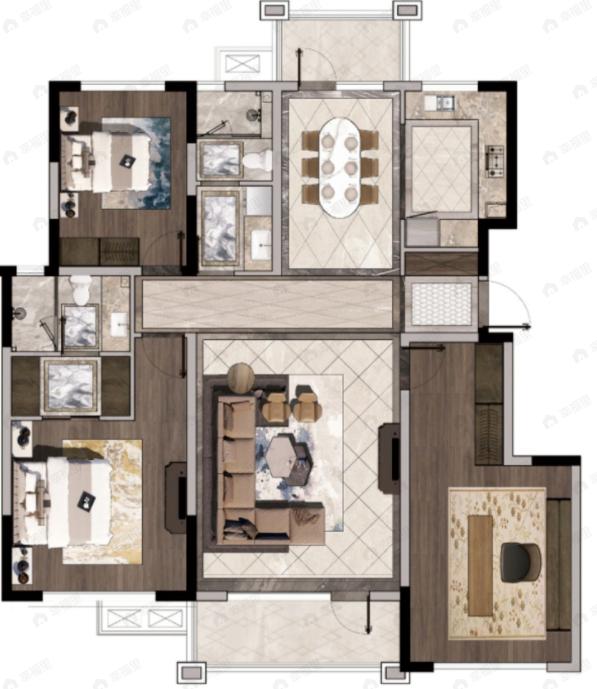 月伴湾3室2厅2卫户型图