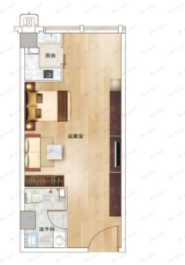 中铁金桥公馆1室1厅1卫户型图