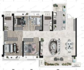 贵阳小关万达广场4室2厅2卫户型图