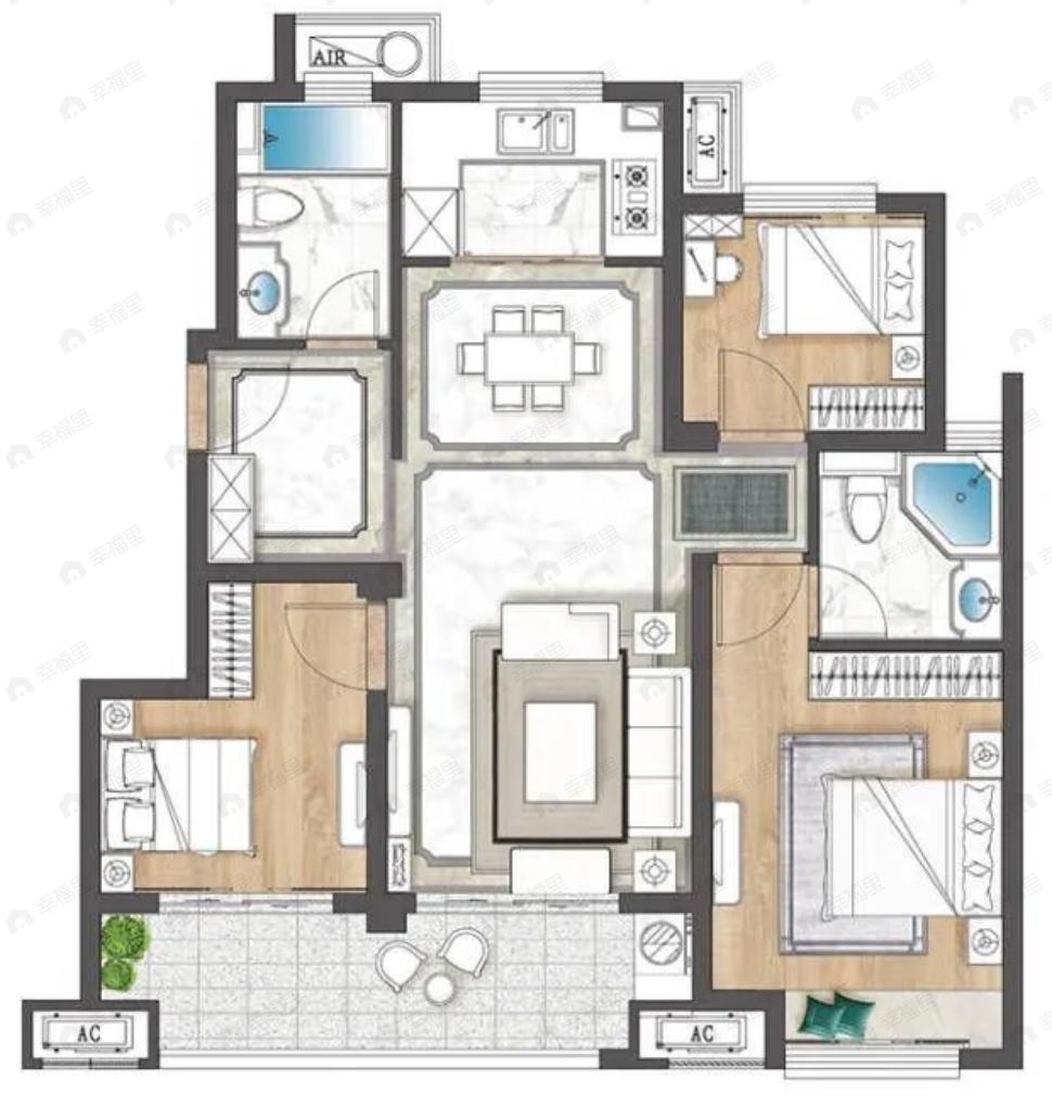 广瑞沁园3室2厅2卫户型图