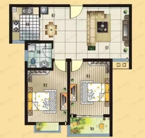 金恒基金帝城2室2厅1卫户型图