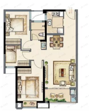 海投白鹭湾3室2厅1卫户型图