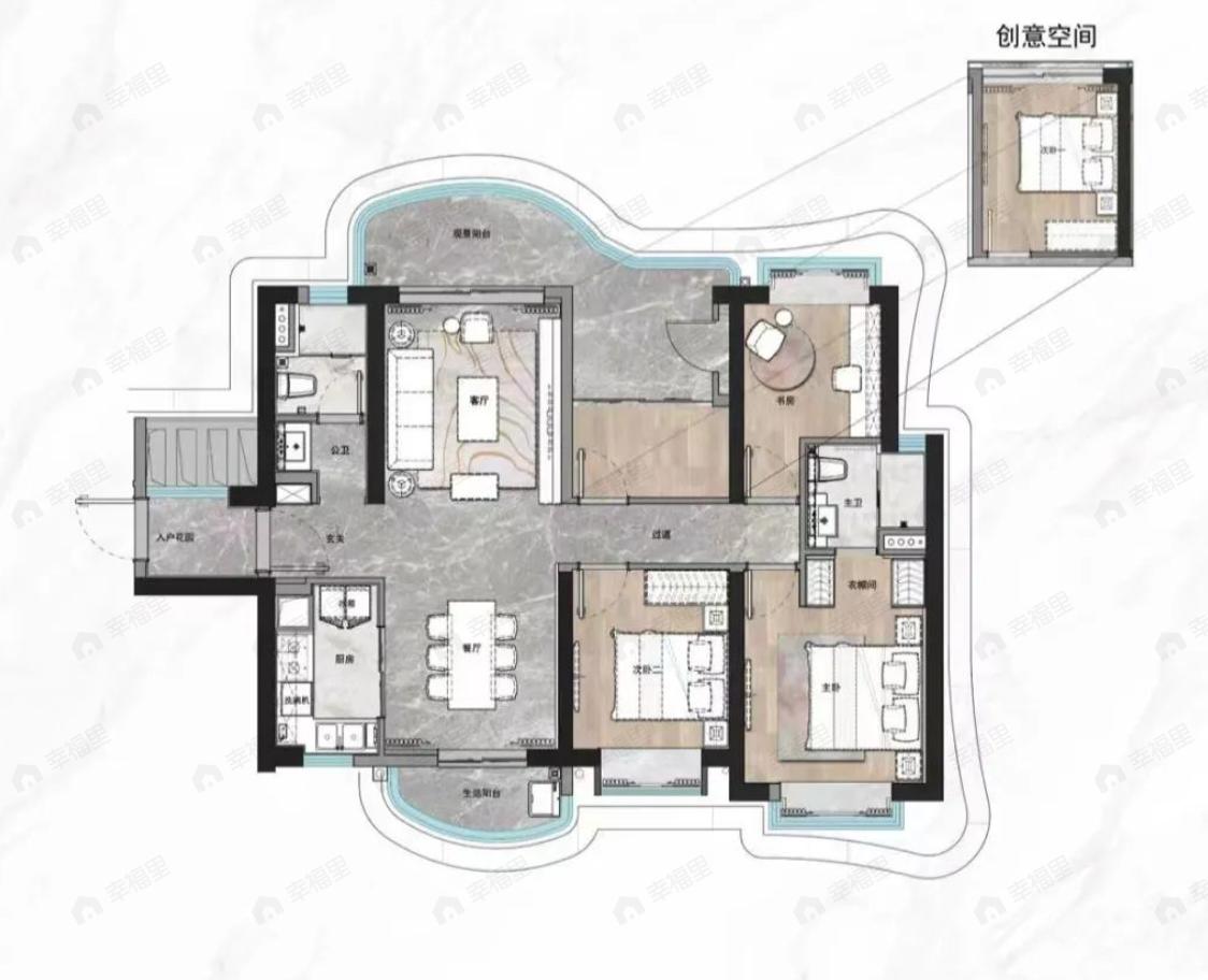 广州滨江上都4室2厅2卫户型图