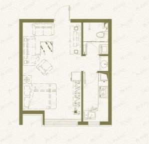 紫勋雍邸二期1室1厅1卫户型图