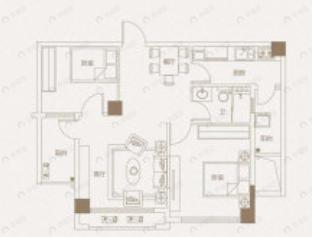 江璟湖2室2厅1卫户型图