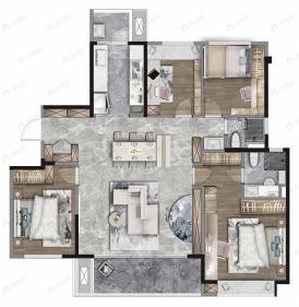 万科天府公园城4室2厅2卫户型图