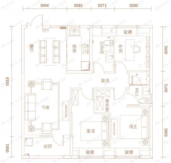 千禧城3室2厅2卫户型图