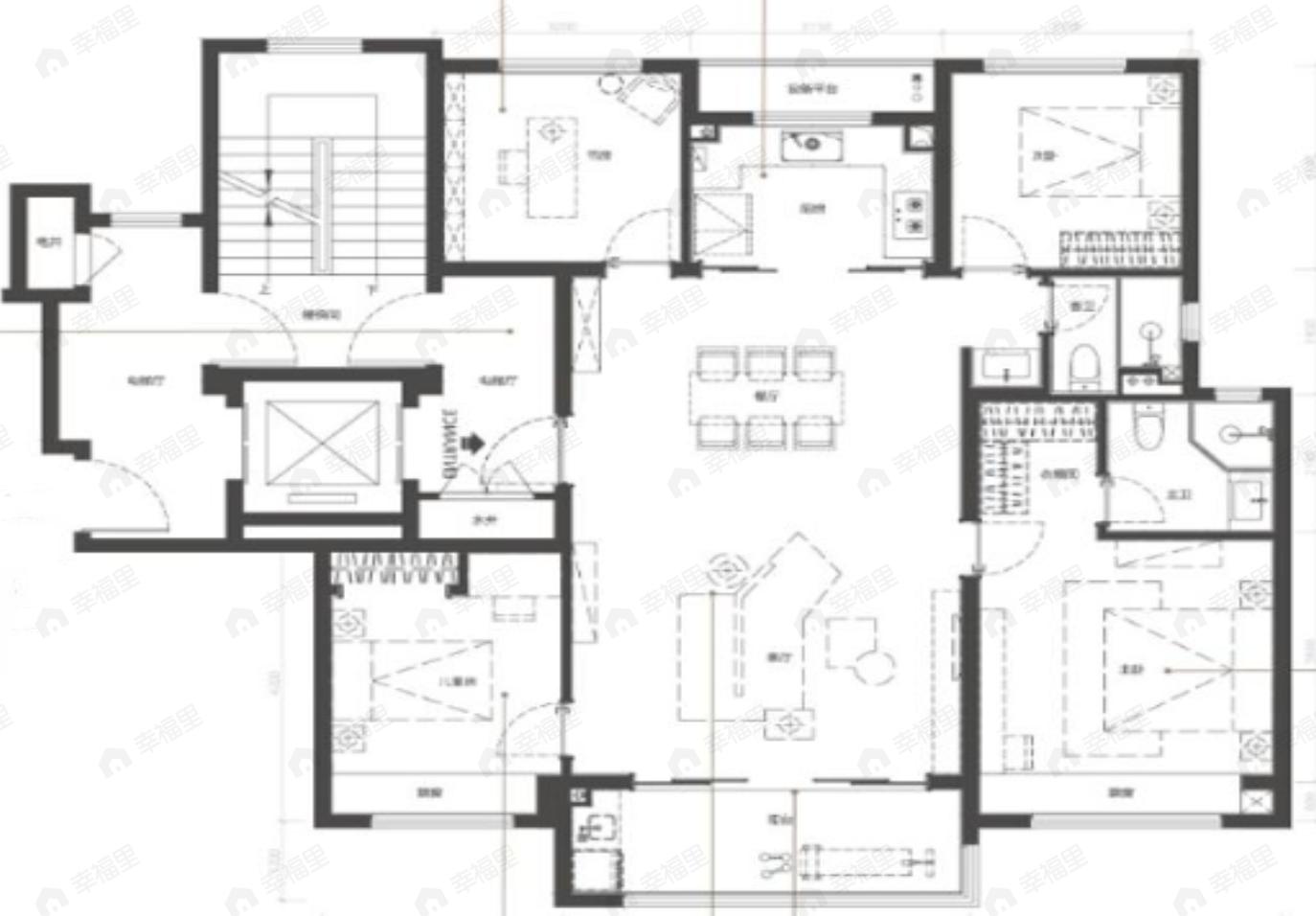4室2厅2卫建面138平户型图