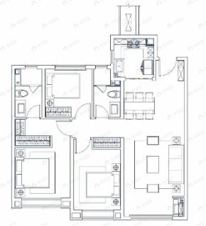 融创江山宸院3室2厅2卫户型图
