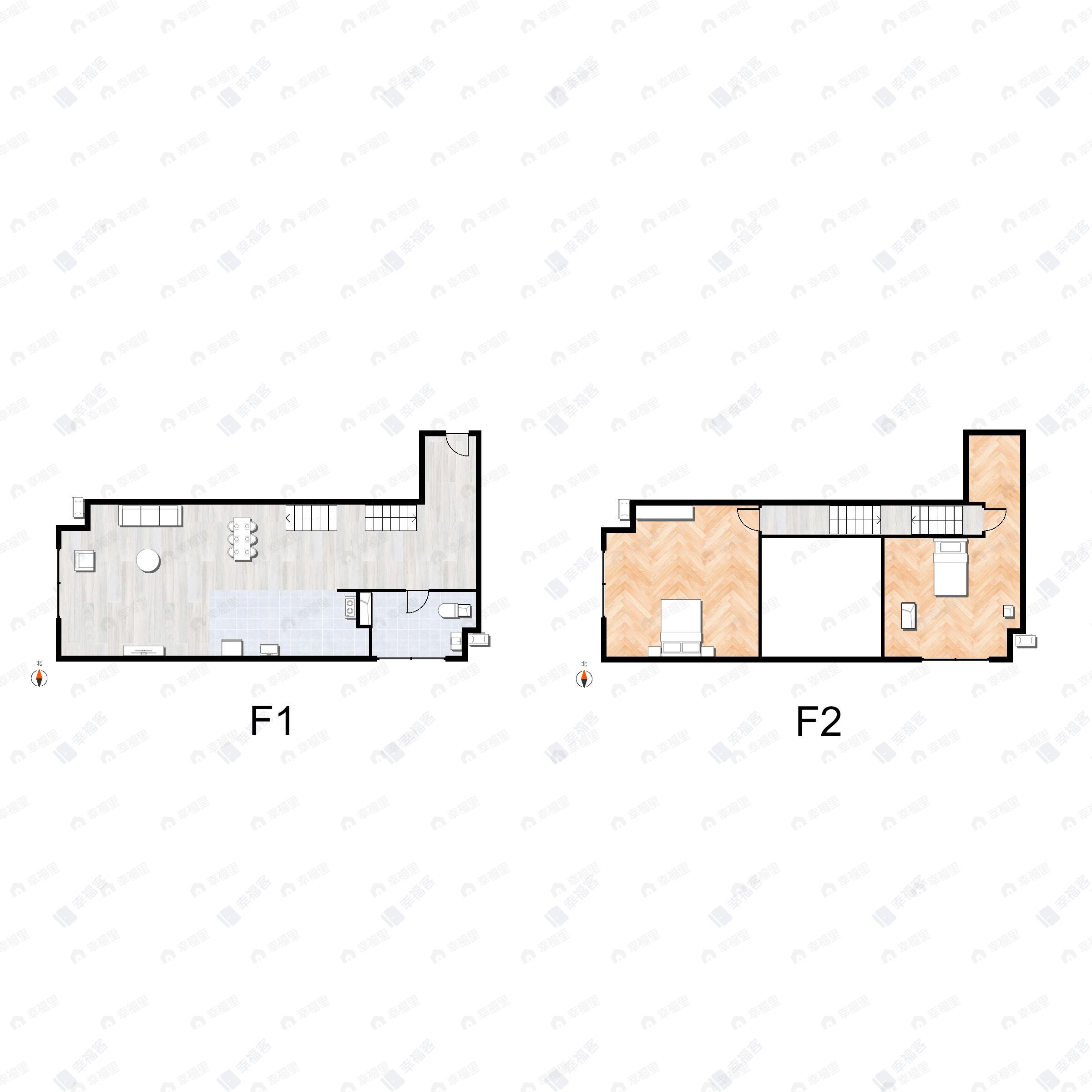 2室1厅1卫建面88平户型图