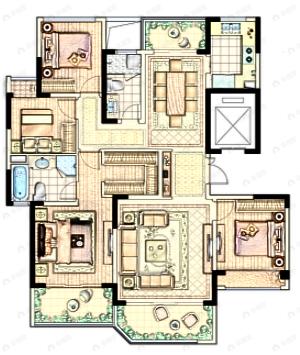 北辰天麓御府4室2厅2卫户型图