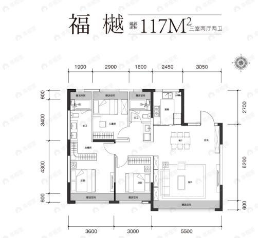 宝裕悦兰湾观萃3室2厅2卫户型图