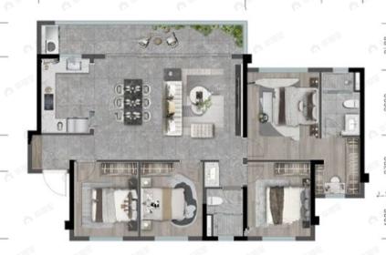 龙湖天屿4室2厅2卫户型图
