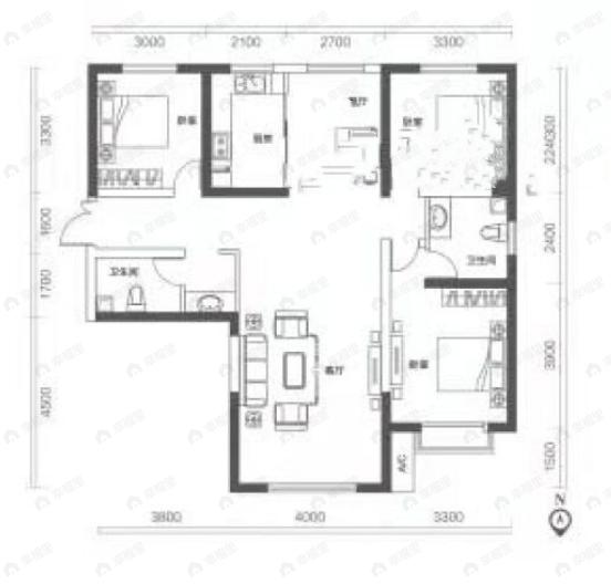 树人莱雅居3室2厅2卫户型图