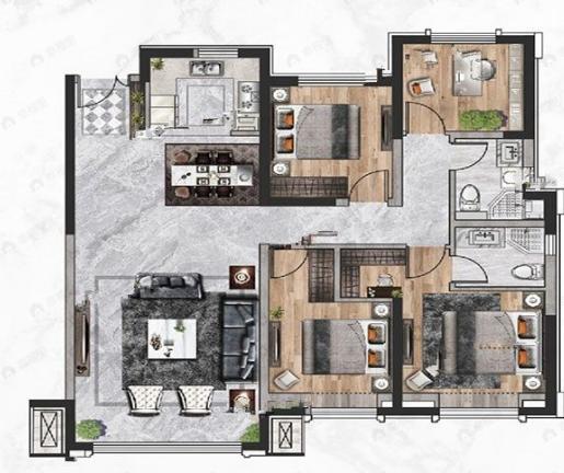 4室2厅2卫建面143平南|北户型图