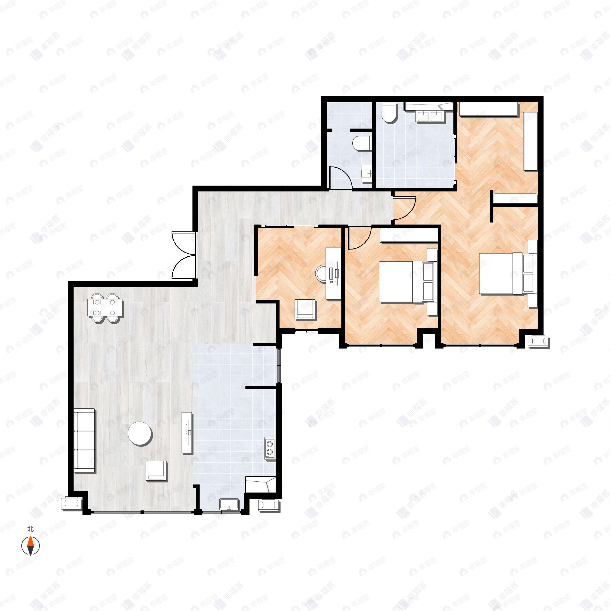 3室2厅2卫建面183平户型图