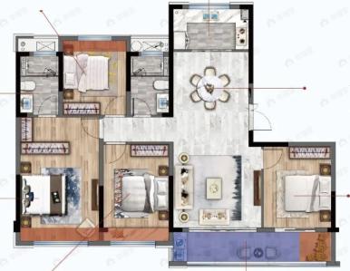 宏地云澜观邸4室2厅2卫户型图