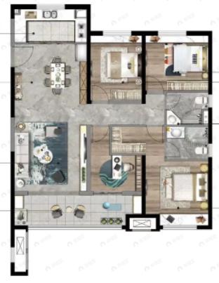 融创阅澜庭4室2厅2卫户型图