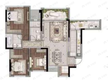 四季贵州椿棠府玖玺台3室2厅2卫户型图