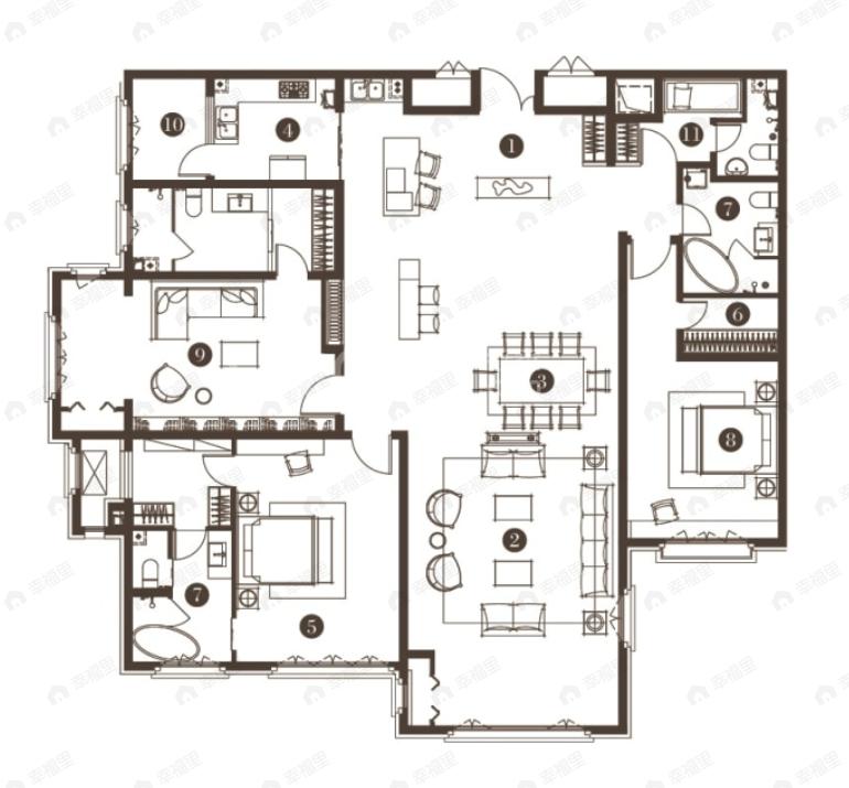 华纳豪园四六期2室2厅4卫户型图