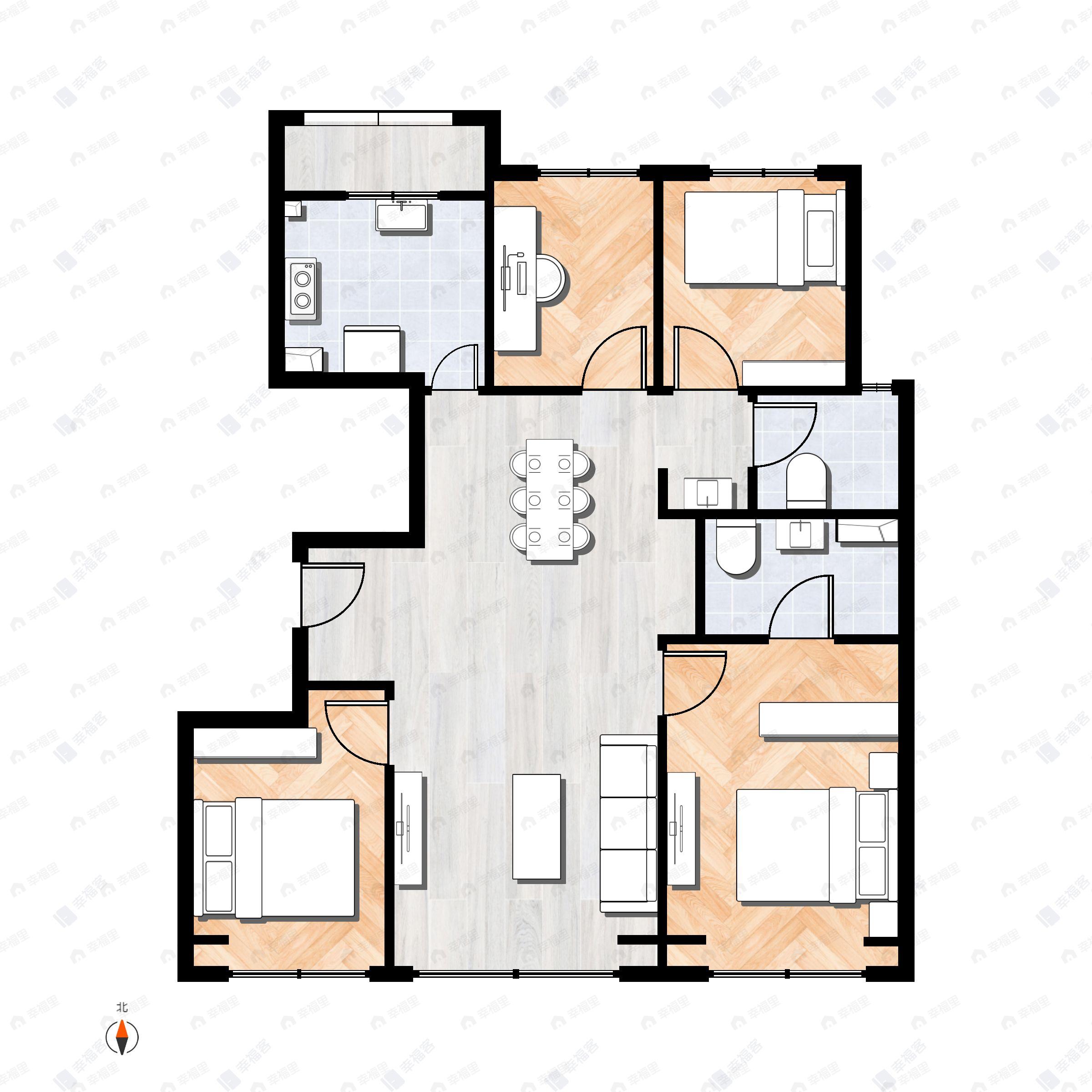 4室2厅2卫建面127平户型图