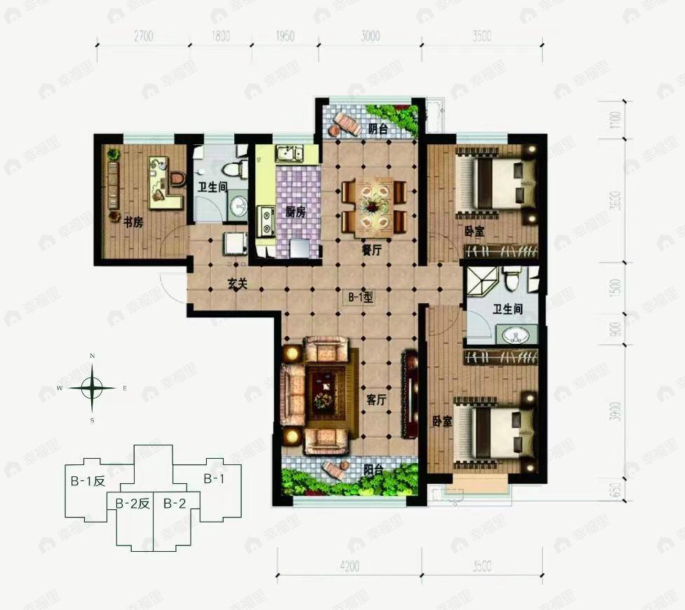 兴隆和畅苑3室2厅2卫户型图