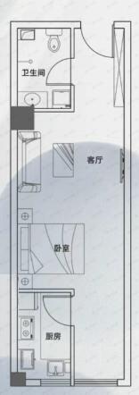 云峰国际1室1厅1卫户型图