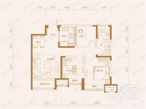华发·九龙湾3室2厅1卫户型图