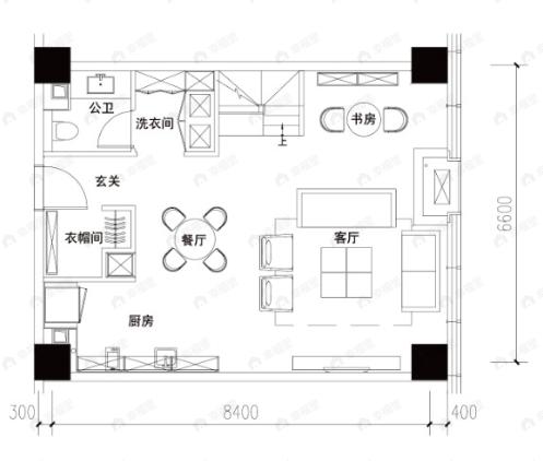 2室2厅2卫建面86m²东户型图