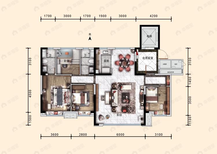 碧桂园文启城4室2厅2卫户型图