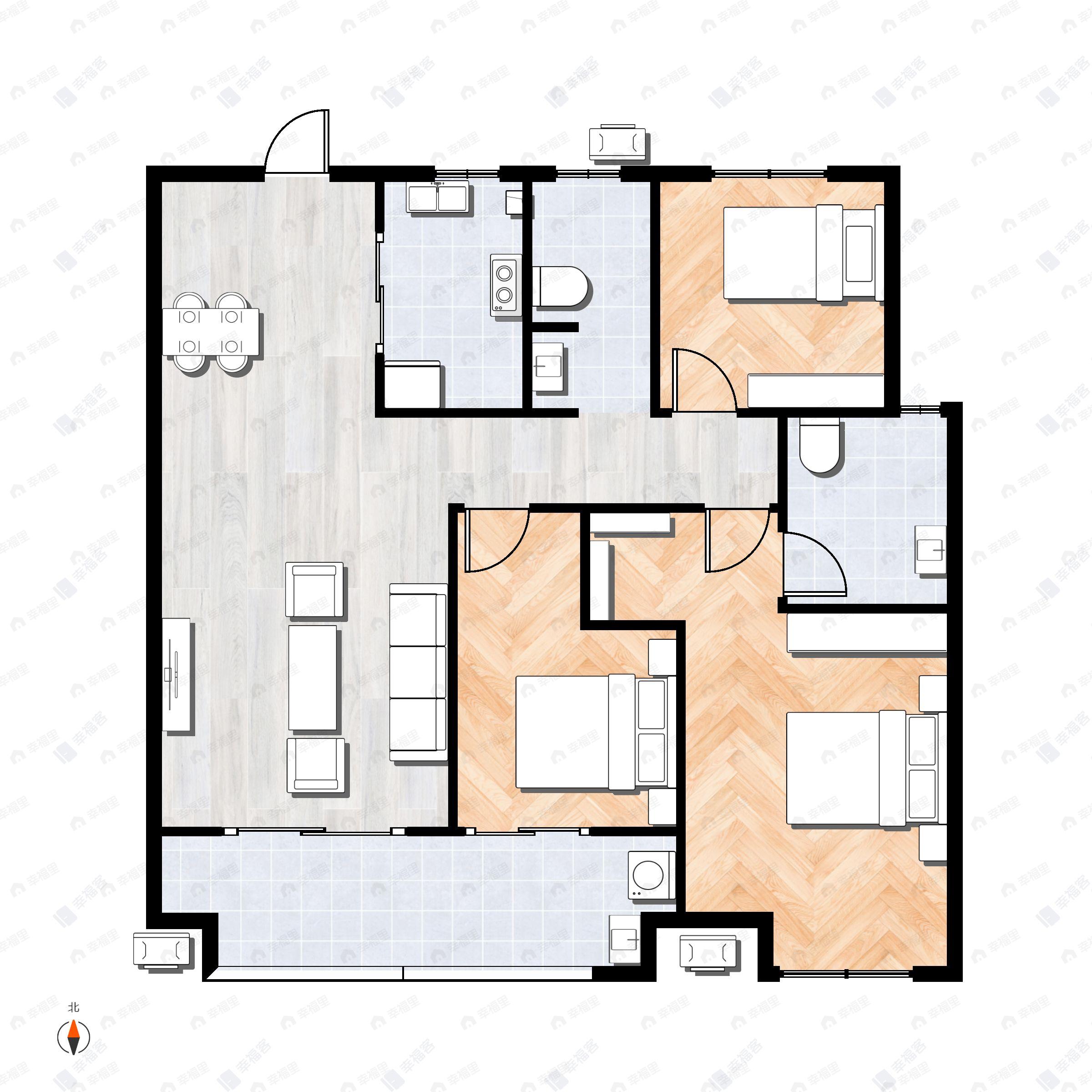 3室2厅2卫建面117平户型图