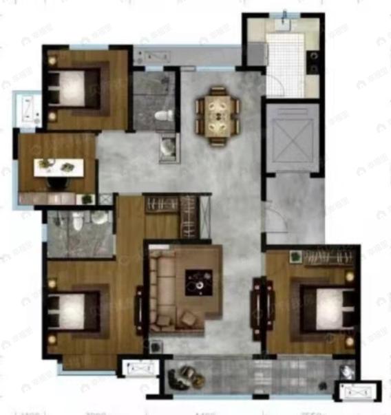 颖秀华府4室2厅2卫户型图