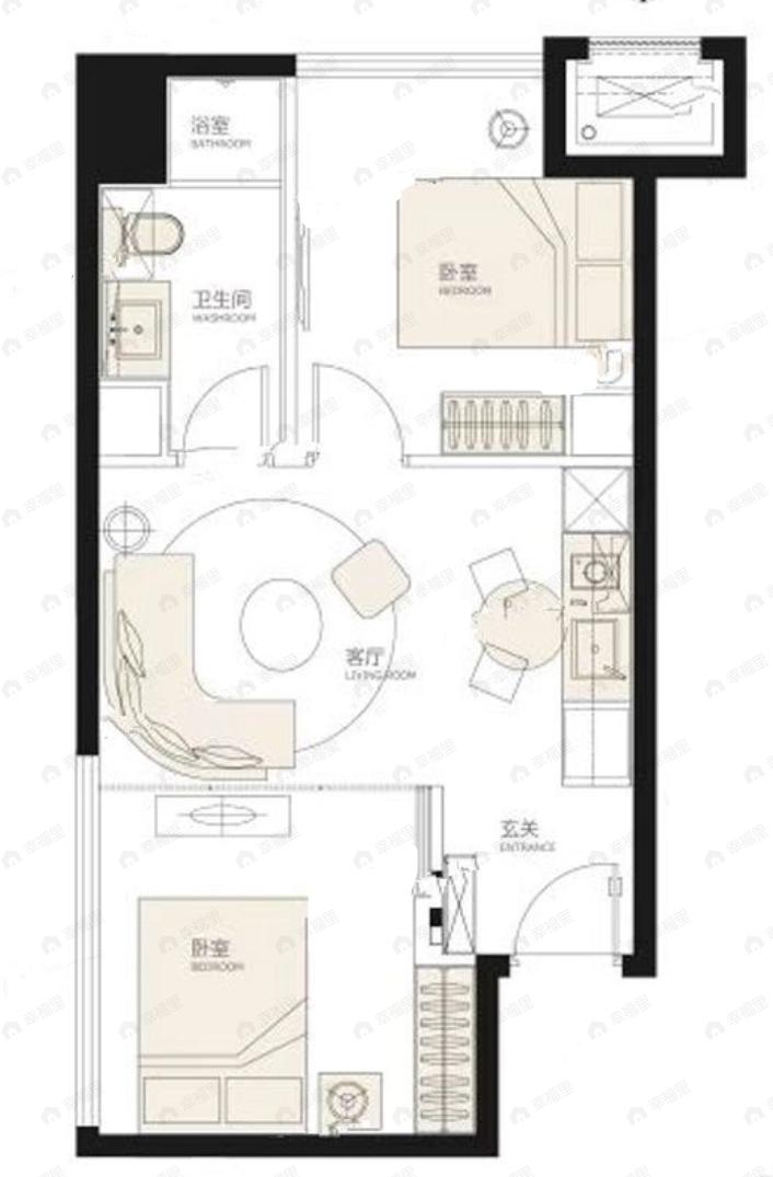万科中山五号1室1厅1卫户型图