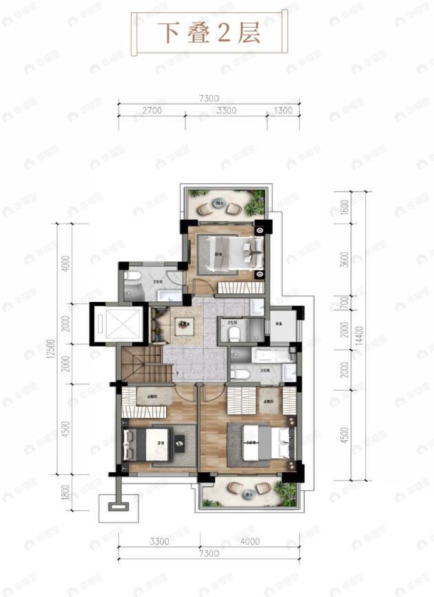 九天藏珑4室3厅3卫户型图