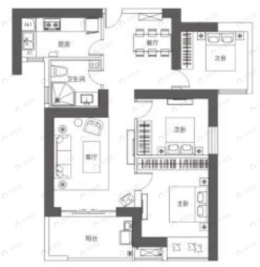 恒韵府3室2厅1卫户型图