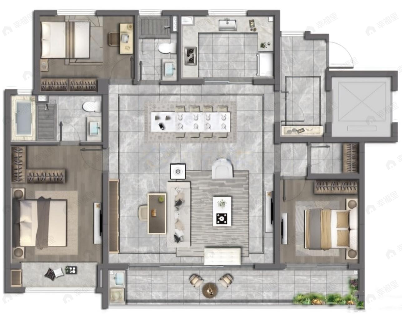 阳光城金科玖珑悦3室2厅2卫户型图