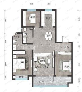 鸿辰·黄山壹品3室2厅2卫户型图