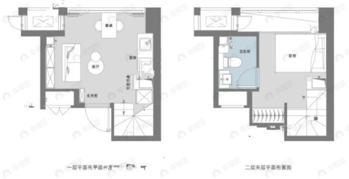 绿地泊悦1室2厅1卫户型图