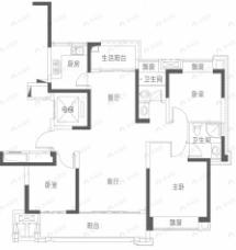 竹径悦山3室2厅2卫户型图