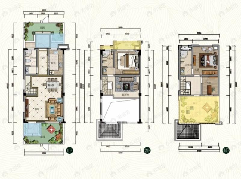 青霞山水卡伦德拉小镇3室3厅3卫户型图