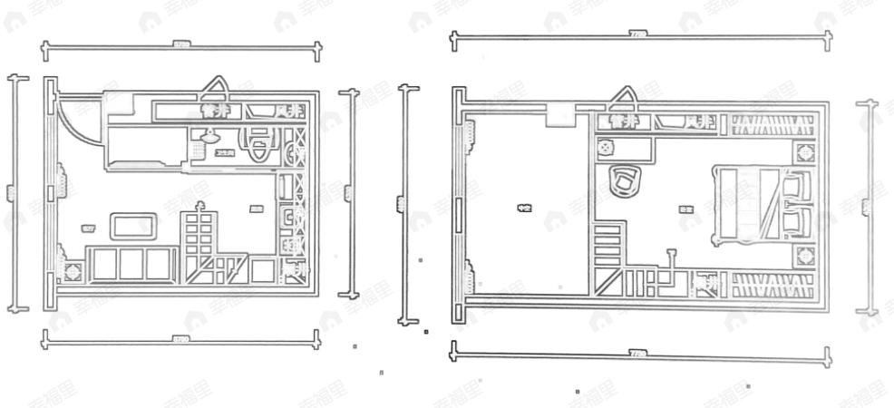 1室1厅1卫建面33m²南户型图