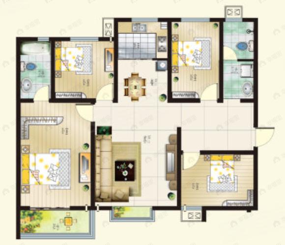 金恒基金帝城4室2厅2卫户型图