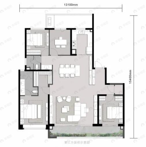 中粮·大悦未来城4室2厅2卫户型图