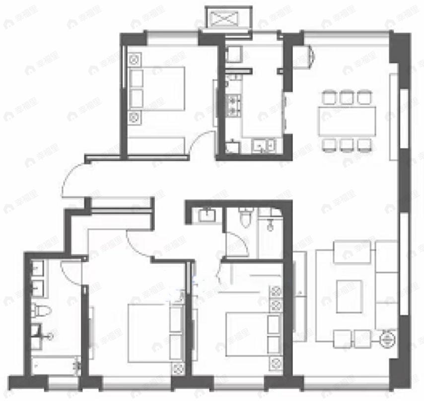 曲江城市树3室2厅2卫户型图