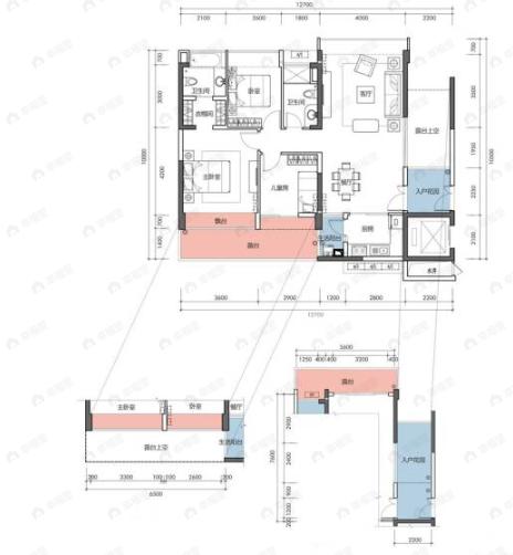 3室2厅2卫建面106平户型图