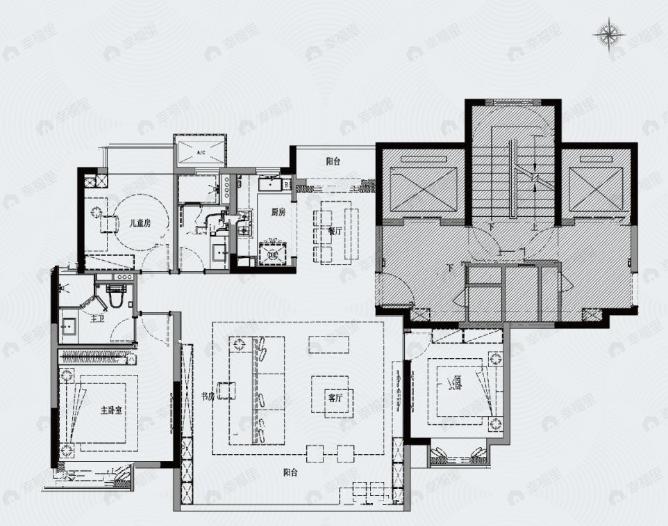 江投朝阳春天3室2厅2卫户型图